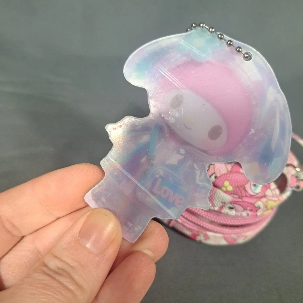 Sanrio My Melody Mini Backpack Coin Purse Holographic Keychain Set Kawaii Pink